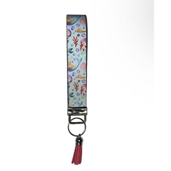 ☀️3/$12☀️ Mermaid and Seashell Printed Keychain Wristlet - Picture 1 of 4